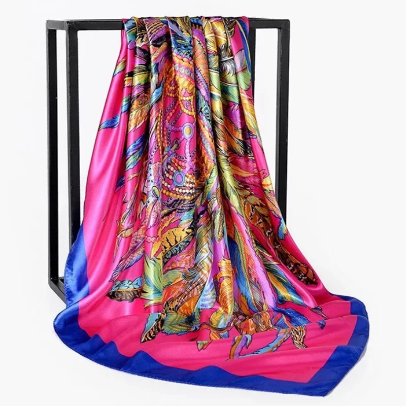Шелковые шарфы Foulard 90*90 см квадратная голова хиджаб шарф Женский шифон шаль Бандана обертывание глушитель парео - Цвет: 10
