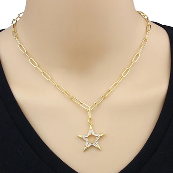

SUNSLL New arrival gold copper white cubic zircon star pendant necklace for women/girl fashion party simple jewelry chain gifts