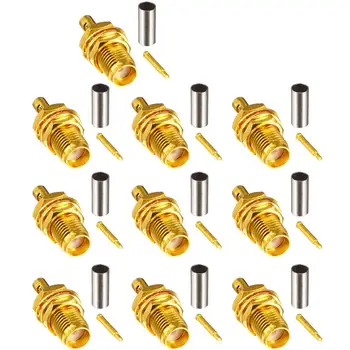 

100 Pieces RP-SMA Jack Female(male pin) Goldplated Connector for RG174 RG316 Cable