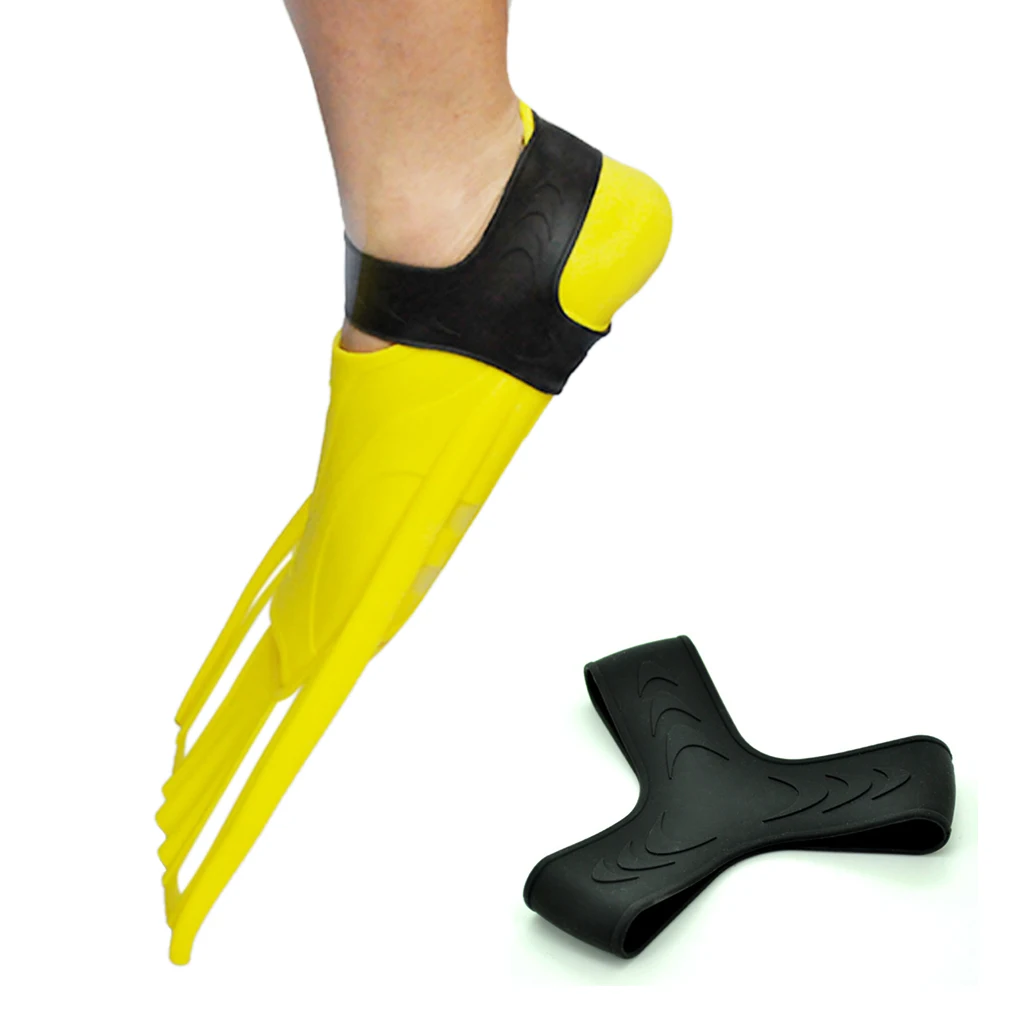 1Pair Scuba Diving Snorkeling Rubber Fin Keepers/Gripper Y-Shape Strap Black