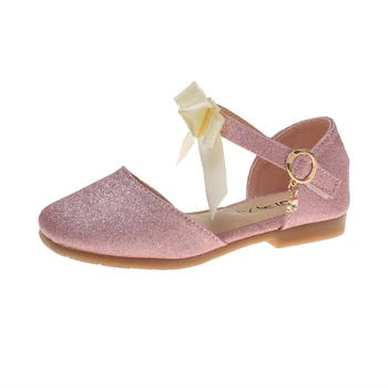 

Sandals Girls Summer Kids Fashion Princess Flat Half Sandals For Big Children 2020 New Hot Sale Bow-knot With Glitter Fabric