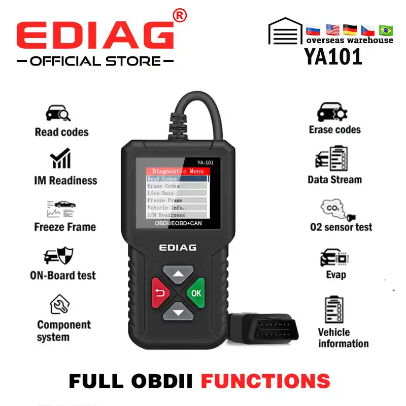 Ediag Ya101 Obd2スキャナya 101車コードリーダーチェックエンジンライト O2センサーとevapテスト オンボードモニターテストpk Kw310 Scanner Elm327 Code Reader Scannerobd2 Code Reader Scanner Aliexpress
