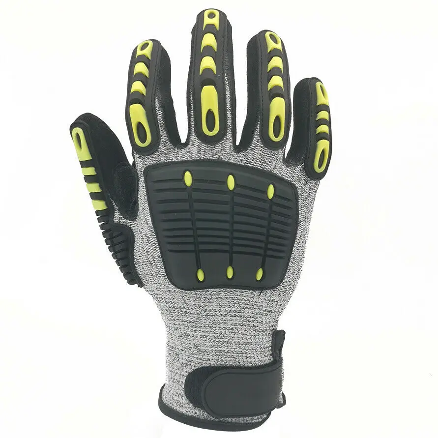 Heavy Duty Cut Resistant Gloves Anti Impact Vibration Oil Safety Work Gloves Anti Cut Shock Absorbing TPR Mechanical Impact Resi