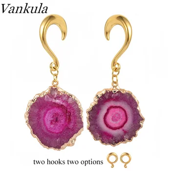 

Vankula New Natural Stone Ear Plugs And Tunnels Body Piercing Stainless Steel Ear Gauges Expander Pair Selling 4mm 6mm 8mm