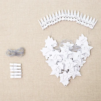 

1 set Christmas Calendar 1-24 Wood DIY Crafts Pendant Star Christmas Tree Shape Xmas Advent Calendar Hanging Decoration For Home