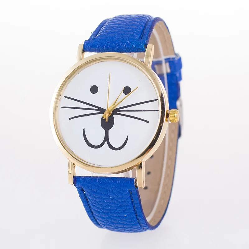 

Hot Sales High-End Brand Ladies' Watch Cute Cat Pattern Gold Shell Dial Watch Fashion Belt Watch