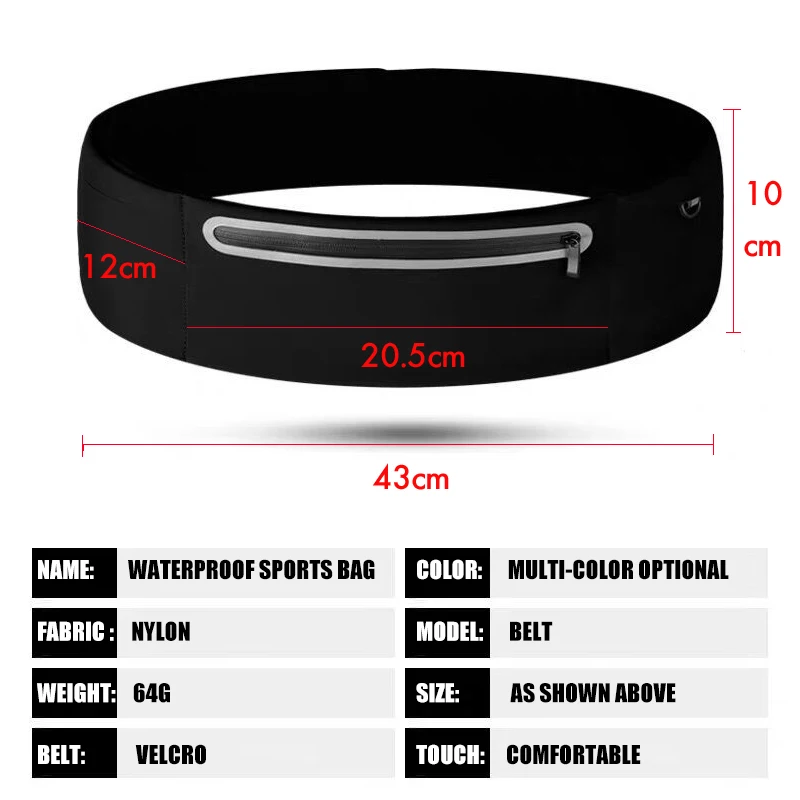 Running Belt Bag for Men Women Crossfit Sport Bag Fanny Pack Water Repellent Jogging Gym Cellphone Waist Bag 6