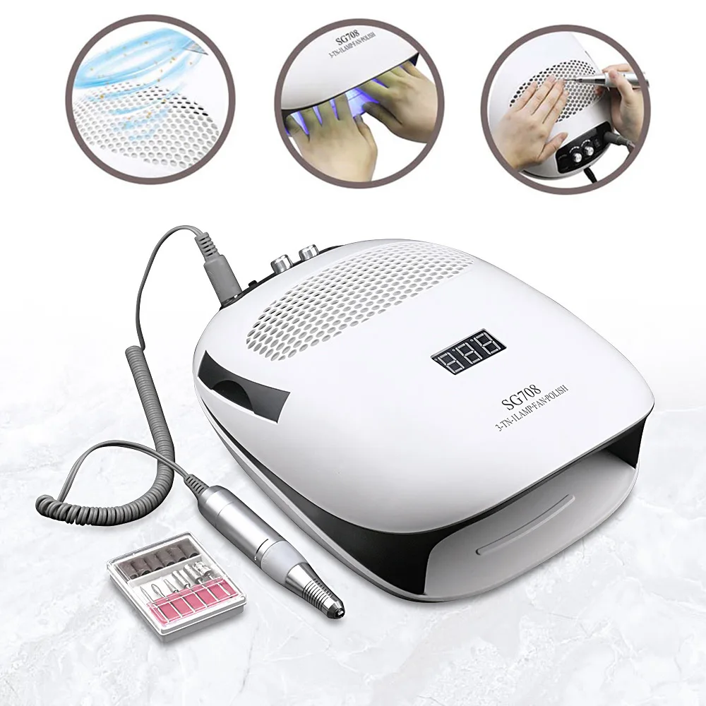 Günstig 140W 3 In 1 UV LED Nagel Lampe   Staubsauger Nagel Staub Collector   Nagel Bohrer Maschine 40W Power Starke Leistungsfähige Sammeln Staub