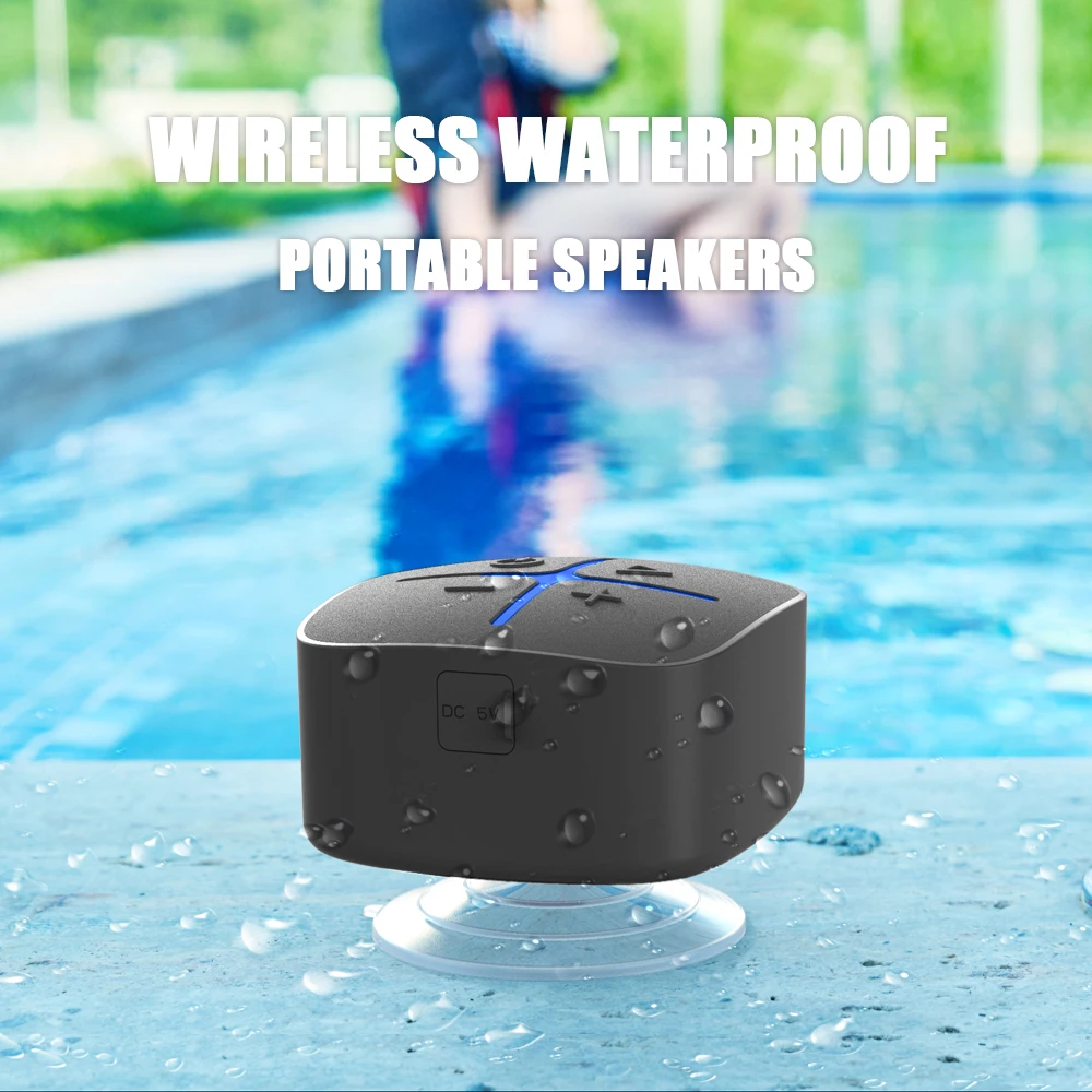 INWA Portable  Bluetooth 5.0 Speaker Wireless Waterproof，Surround Sound System Hands-free Call  Apply to Bathroom Office