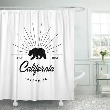 

Bear California Republic Retro Emblem Flag State Vintage Hipster Shower Curtain Waterproof Polyester Fabric 72 x 72 Inches
