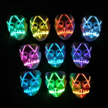 

1pc Halloween Light-up LED Scary Mask Skull Face Maske The Purge Mask EL Flash Constant Mascara Masque for Boys Girls Party