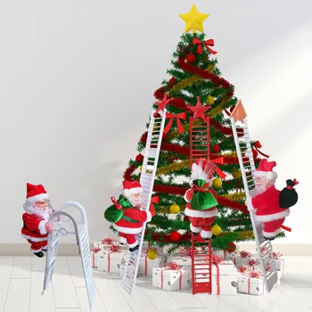 

2020 Creative Electric Climbing Ladder Santa Claus Toy Children Kids Gift New Year Xmas Christmas Tree Party Home Decoration