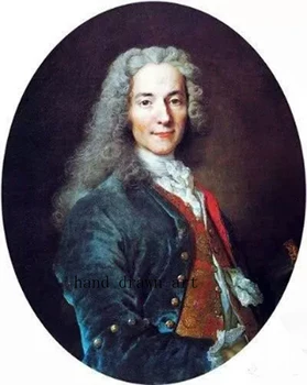 

Original perfect original hand drawn oil painting on canvas by old artist: Portrait of French philosopher Voltaire