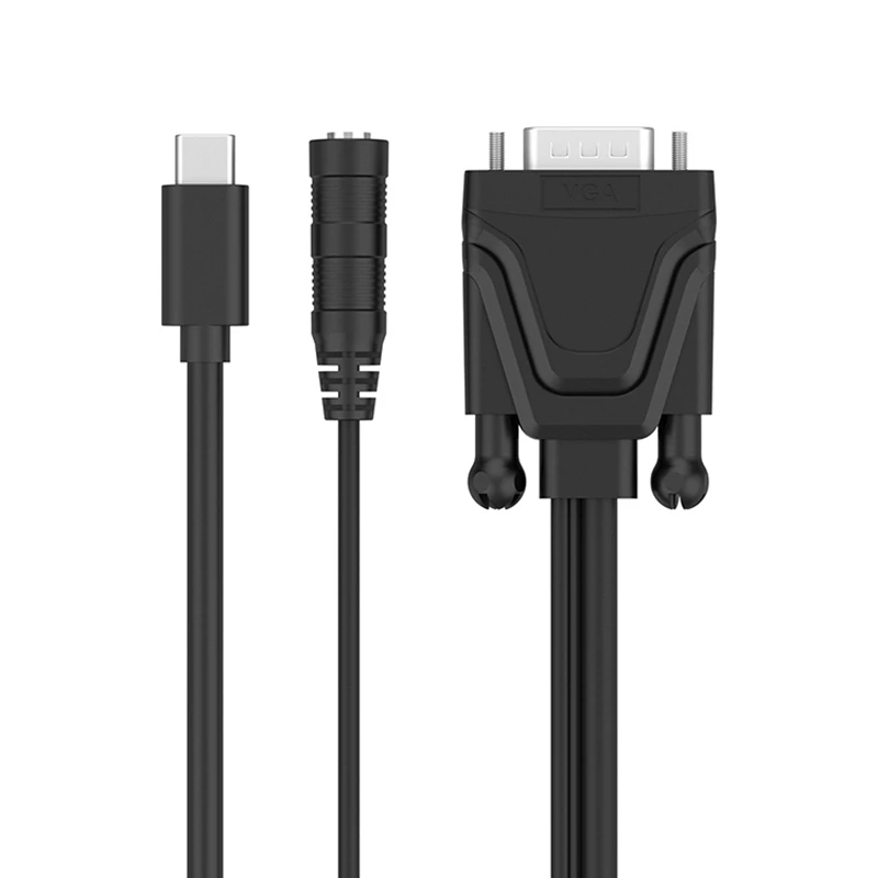  Tipo-C a Vga Adapter Cable Wire con Porta Audio da 3.5 Mm Femmina Hd Tv Via Cavo Dell'adattatore De