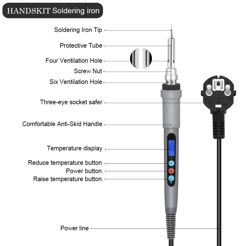 Handskit 110 В/220 В 90 Вт Цифровой паяльник Электрический паяльник сварочные инструменты