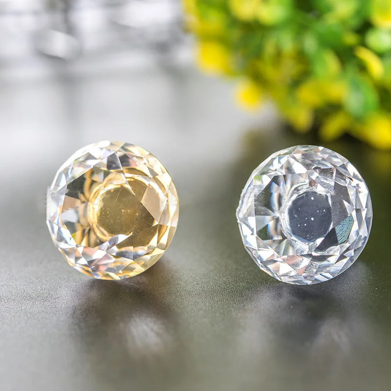

High Quality 10pcs Crystal Handle Drawer Cabinet Single Hole Small Handle 30mm Zinc Alloy Kits