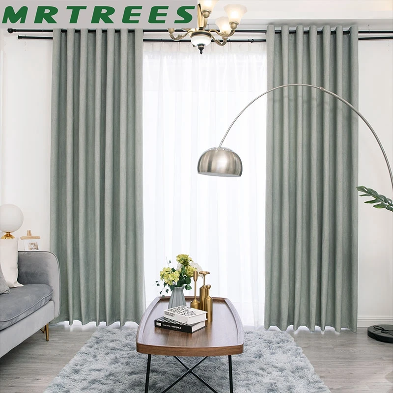 

Thick Blackout Curtain For Living room Bedroom Solid Color Faux linen Curtains Window Customized Curtain Blinds Drapes