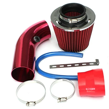 

3 inch Universal Car Turbo Cold Air Flow Intake Filter Kit W/Alumimum Pipe Clamp Blue/Red/Silver