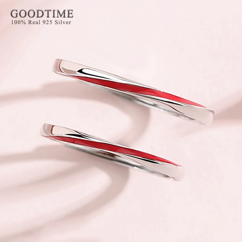 Trendy Red Color Couple Ring Pure100% 925 Sterling Silver Rings For Women Men  Anniversary Jewelry Gift For Party 3