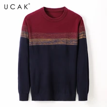 UCAK Brand Casual O-Neck Sweater Men Clothes Streetwear Fashion Long Sleeve Sweater Contrast color Pullover Homme Clothing U1071