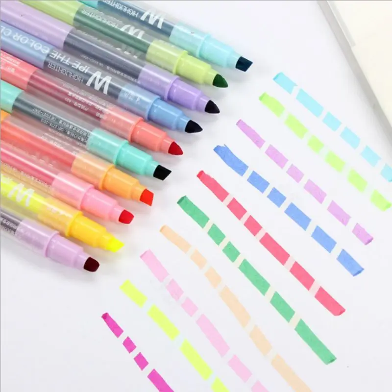 10Pcs Double-end Erasable Highlighter Pen Markers Pastel Liquid Chalk Marker Fluorescent Milkliner Highlighters Color LX9A