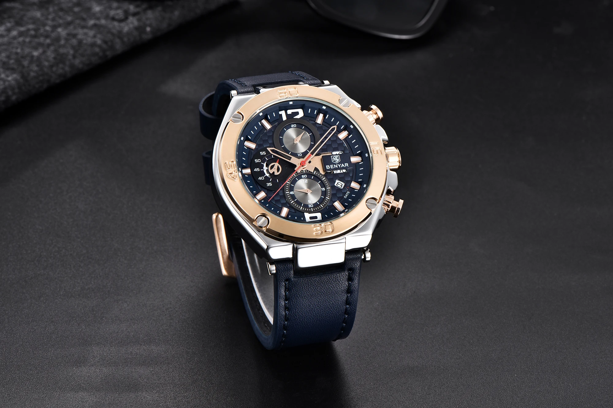 times quartz watch price BENYAR Brand Men Business Chronograph Watches 45mm Large Dial Men Quartz Wristwatch Waterproof Leather Military Clock reloj expensive quartz watches