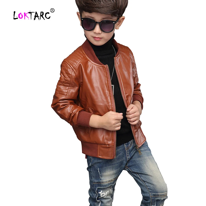 LOKTARC/кожаная куртка для мальчиков, байкерская куртка из искусственной кожи, Мото куртка для девочек-подростков, куртка-бомбер, Мотоциклетная Куртка Jaqueta Infantil