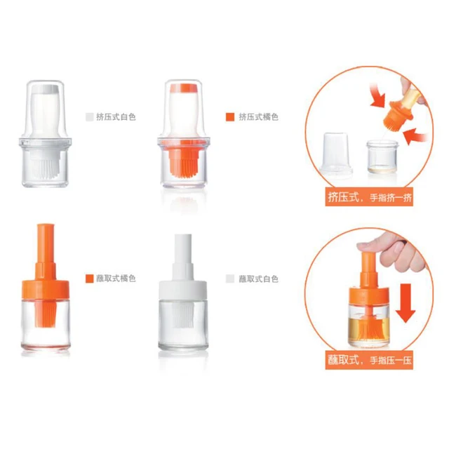 Szilikon Olajkefe Nyomja Ki A Palackot Magas Hőmérsékletű Biztonságos Anyag Grillkefe Konyhai Szerszám Kiegészítők - Image 2