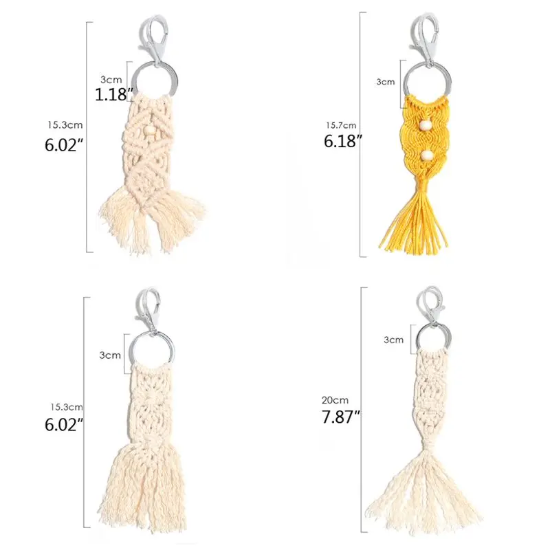 Tassel Keychain for Women Boho key Holder Keyring Macrame Bag Charm Jewelry Gift