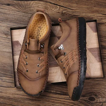 

2020 Handmade Spring Autumn Fashion Casual Breathable Leather Shoes Men Loafers Comfortable High Quality Outdoor Shoes Men New