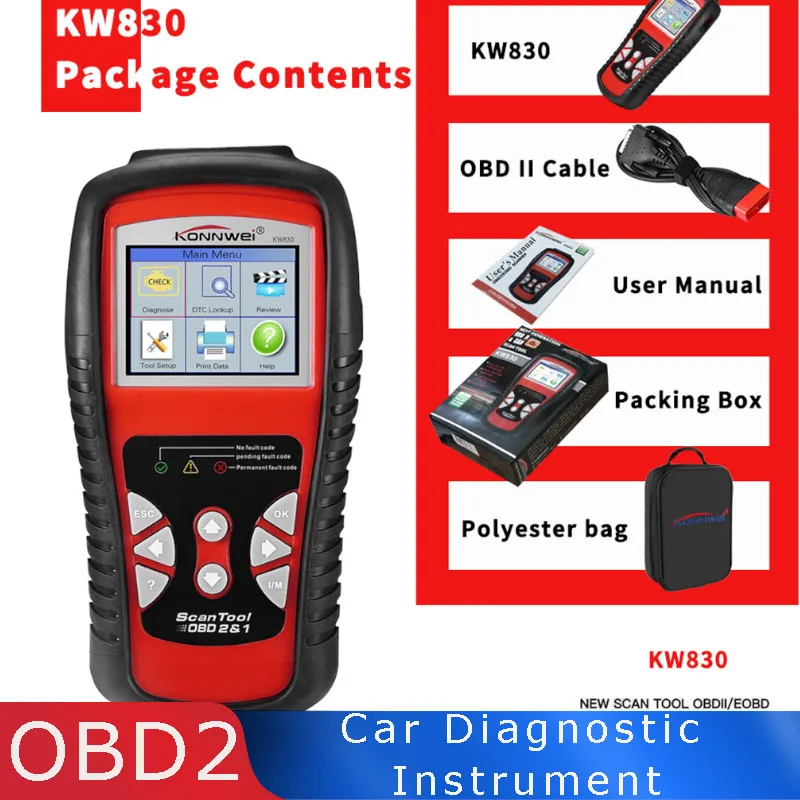 

OBD2 Car Diagnostic Code Reader Scan Tool for KONNWEI KW830 OBD2 Scanner Engine Diagnostics