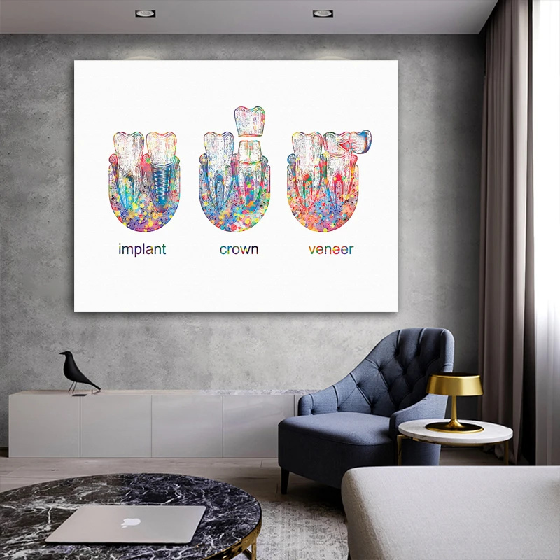 Colorful Tooth Print Dental Wall Art Canvas Painitng Dentist Gift Hygienist Office  Decor Clinic Decor - Painting & Calligraphy - AliExpress