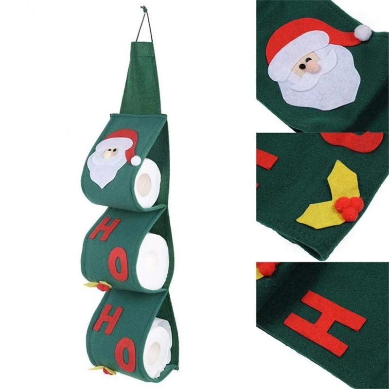 Decorações de natal papai noel papel higiênico rolo cobre decoração de natal  banheiro pendurado toalha 3 camadas guardanapo saco de  armazenamento|Enfeites p/ árvore de Natal| - AliExpress