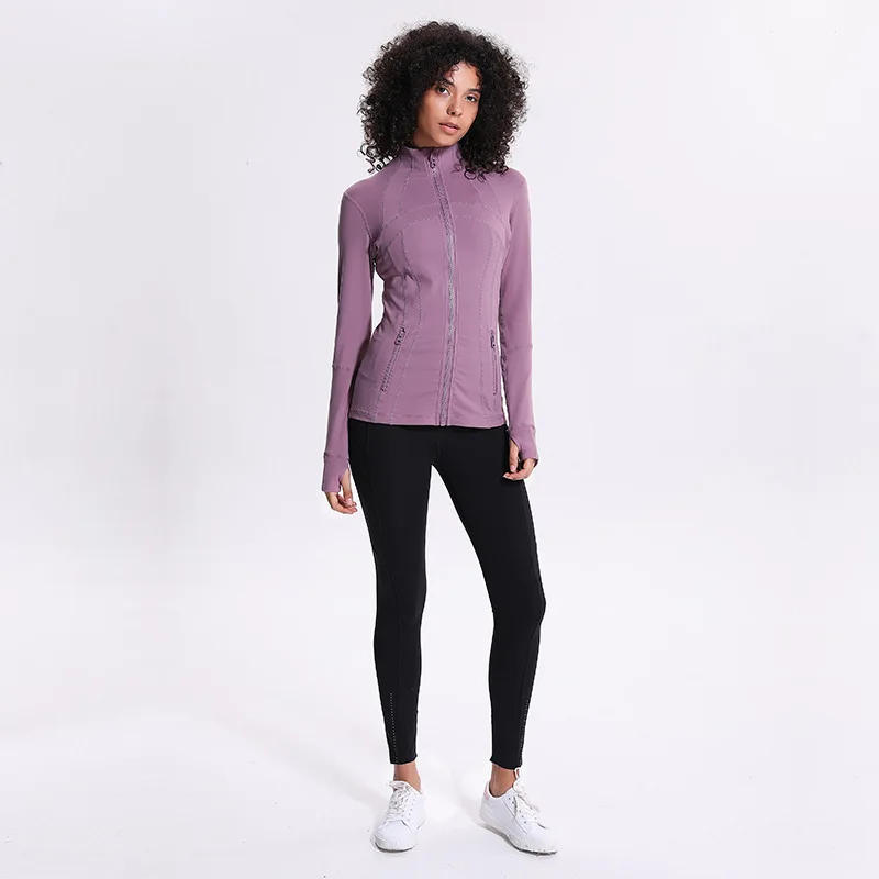 [Simple] Yoga Running Training Jacket Long Sleeve Top Casual Overcoat Women Workout Exercise Gym Fitness Sport Athletic Workout
