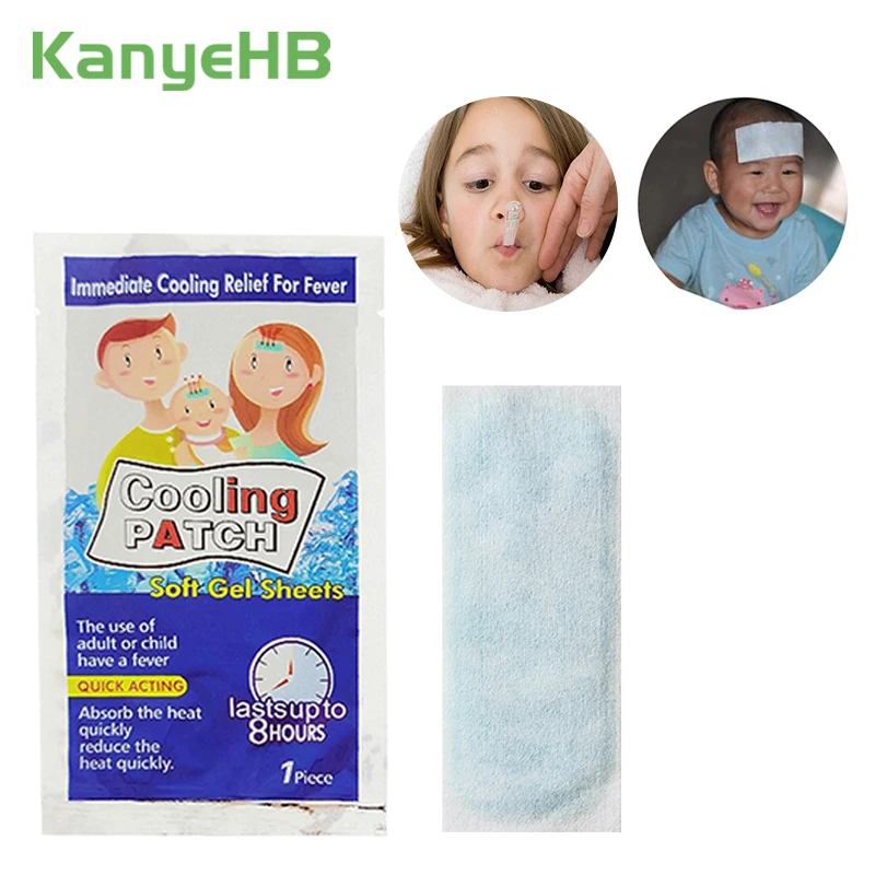 

5bags Cooling Patches Baby Fever Down Medical Plaster Lower Temperature Ice Gel Polymer Hydrogel Migraine Headache Pad A167