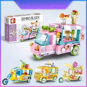 

Mini Street View Children's Building Blocks Toy Creative Dining Car Blocks Birthday Gifts