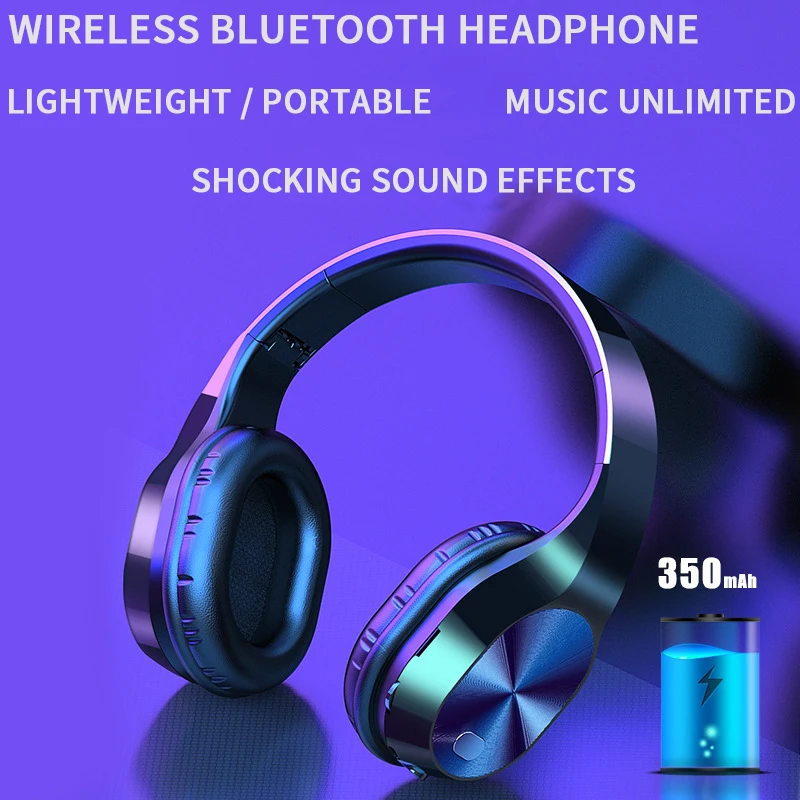 True Wireless Headphones Bluetooth Handsfree Headset with Microphone AUX Wired Jack Support TF Card for Smart Phones PC Gaming