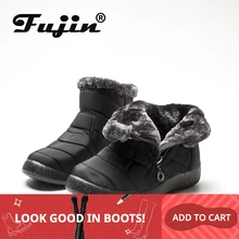 Fujin/женские зимние ботинки из водонепроницаемого вельвета и хлопка; теплые женские повседневные ботинки на молнии; зимние ботинки; большие размеры