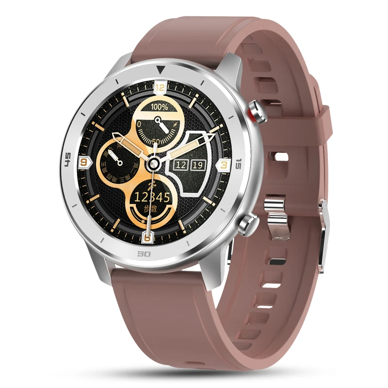 LEMFO Смарт-часы Полный сенсорный экран для сердечного ритма Монитор артериального давления IP68 Водонепроницаемые Смарт-часы для мужчин и женщин для huawei Android - Цвет: Brown silicone