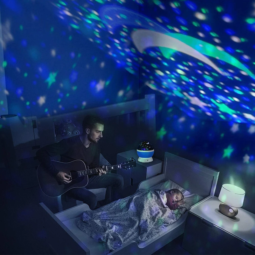 Aimkeeg Красочные звезд звездное небо Светодиодный Ночник проектор Луна лампы Батарея USB Спальня для детский ночник подарок