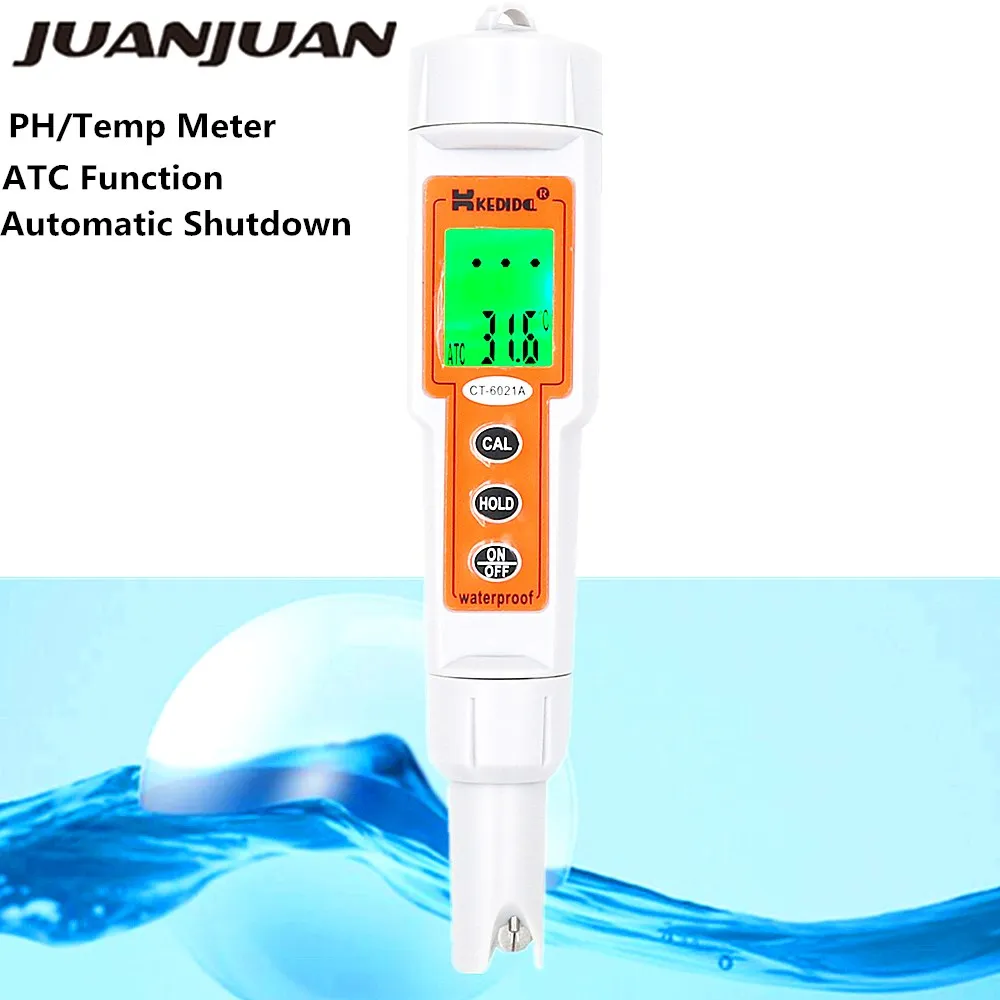 

KEDIDA CT-6021A Backlight Display PH Meter Digital PH Tester Thermometer Water Quality Monitor Test Pen Acid Testers30% OFF