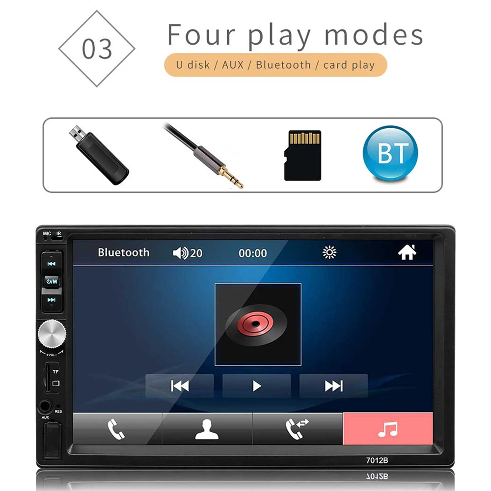 LeeKooLuu Автомагнитола 7 ''сенсорный экран цифровой дисплей Автомобильный мультимедийный Bluetooth Видео плеер mp5радио плеер AUX USB FM Авторадио