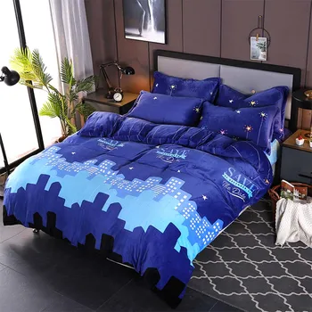 

YanTing Home Textiles Flannel Thickening Warm Duvet Cover Twin Full Queen King Size AB Version Double-sided Velvet Quilt Cover