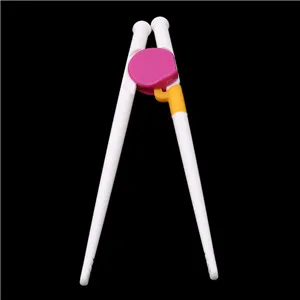 Pink Round 1 пара, практичные детские палочки для еды, детские учебные палочки для ручного дома, детская посуда - Цвет: Pink Round