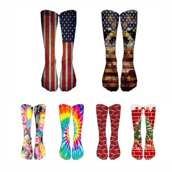 

Unisex Novelty 3D Digital Print Crew Socks Rainbow Tie Dye Funny Tube Stockings