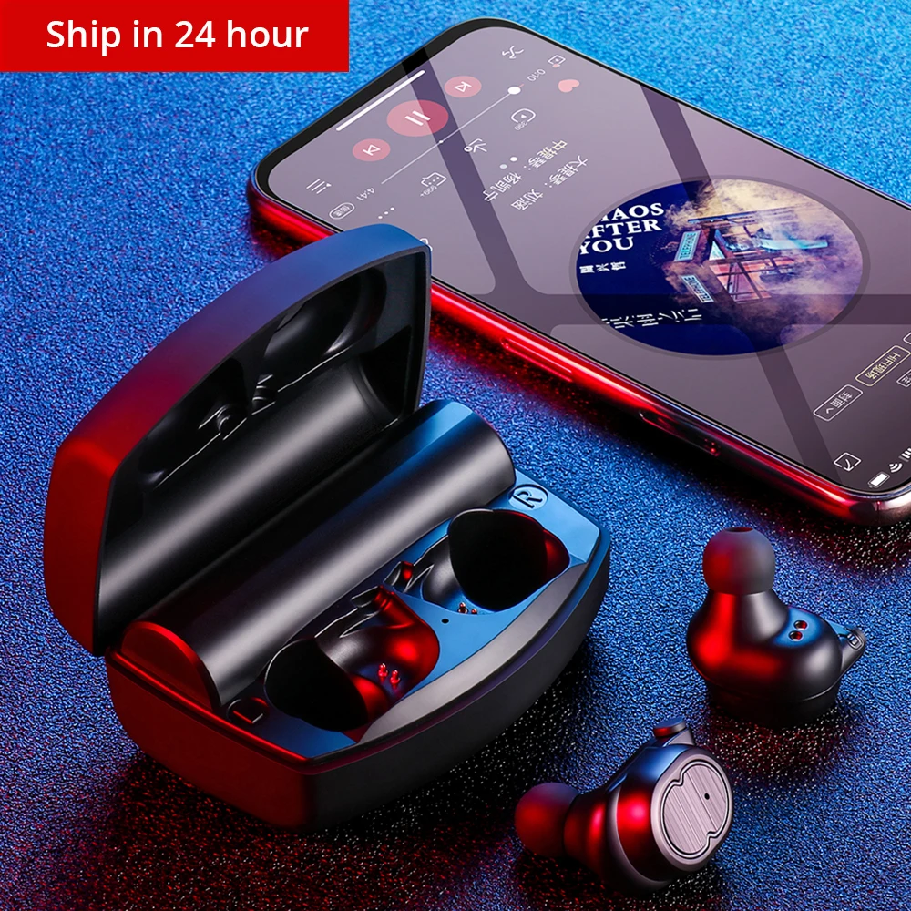 

New V5.0 Bluetooth Stereo Earphone Wireless IPX7 Waterproof Touch Earbuds Headset 3500mAh Battery LED Display Type-c Charge Case
