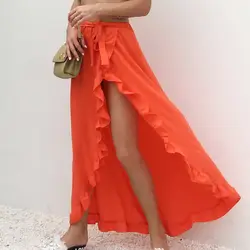 Aliexpress Amazon Лидер продаж Новый стиль воланами на шнуровке юбка Сексуальная Высокая перекрестная пляжная юбка