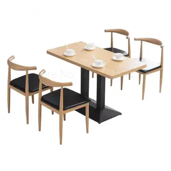 

Nordic solid wood wrought iron croissant chair dining restaurant milk tea snack bar cafe simple fast dining table and chair comb