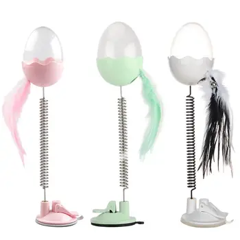 

Interactive Cat Food Dispenser Toy Kitten IQ Training Spring Tumbler Feather Toys LED Light Ring Bell Toy