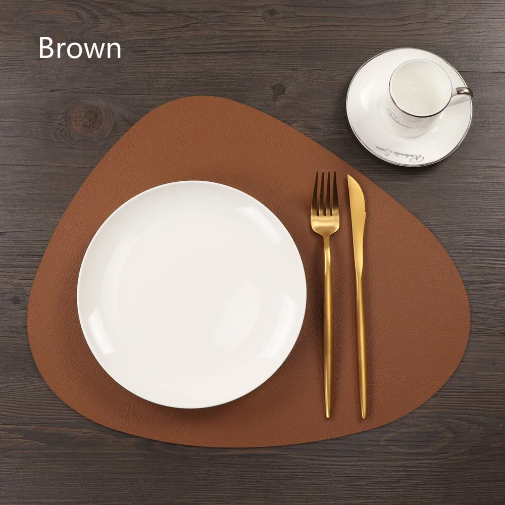  Nordic PU Leather Chic Tableware Pad Placemat Waterproof Non-Slip Heat Insulation Table Mat Creativ